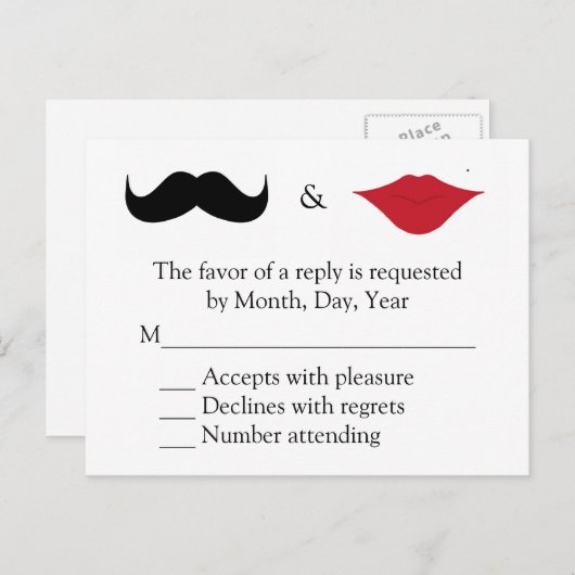 Snor en lippen RSVP Uitnodiging Briefkaart (Voorkant / Achterkant)