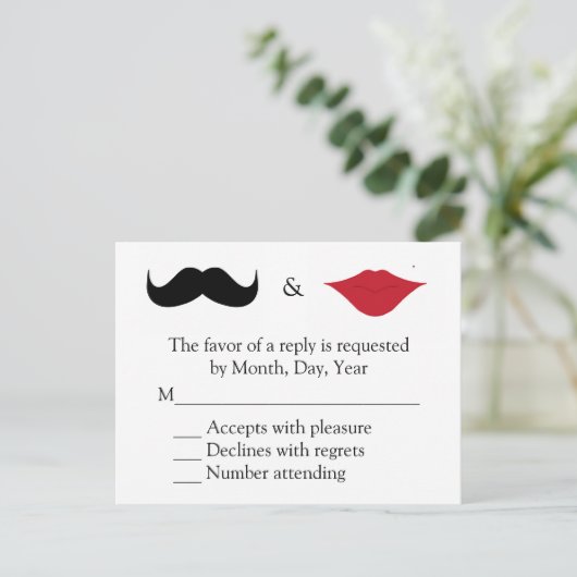 Snor en lippen RSVP Uitnodiging Briefkaart (Staand voorkant)