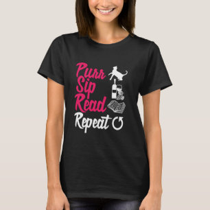 Snor Glijden Lezen Herhalen Schattige Kat Wijn Boe T-shirt