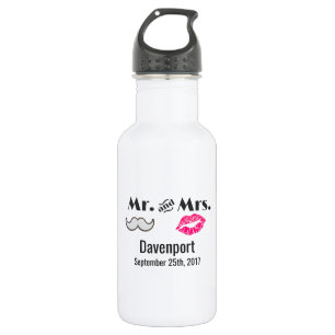 Snor & Lippen Mr. & Mevrouw Trouwdag Waterfles