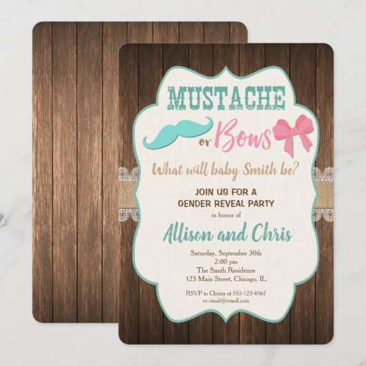 Snor of strikken Geslacht onthullen rustieke uitno Kaart (Voorkant / Achterkant)