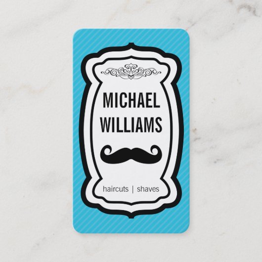 Snor / Strepen (blauw) Visitekaartje (Voorkant)