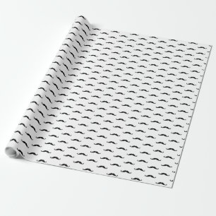 Snorhaar zwart patroon eenvoudig verjaardagsfeest cadeaupapier