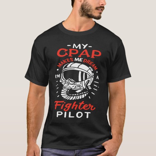 Snoring CPAP as a fighter pilot mask T-shirt (Voorkant)