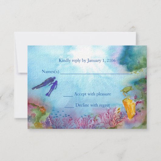 Snorkel Couple Reply Card RSVP Kaartje (Voorkant)