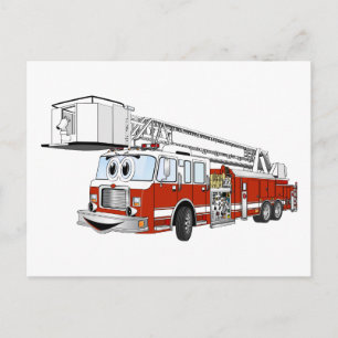 Snorkel Haak en Ladder Fire Truck Cartoon Briefkaart