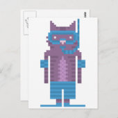 Snorkel Swimmer Cat Pixel Art Briefkaarten (Voorkant / Achterkant)