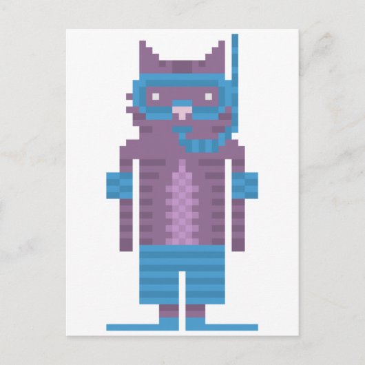 Snorkel Swimmer Chat Pixel Art Cartes postales (Devant)