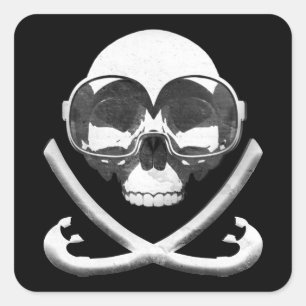 Snorkelen en Scuba Diving Pirate Skull Flag Vierkante Sticker