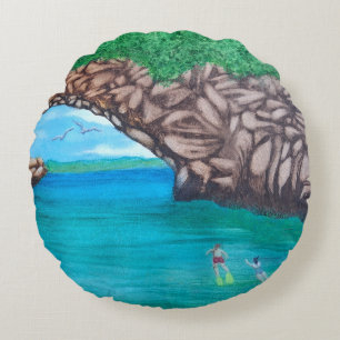 Snorkelen in Paradise Round Pillow Rond Kussen