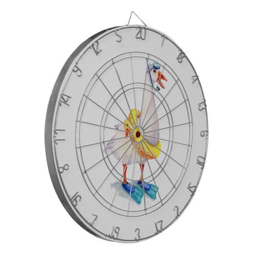 Snorkelende witte gans dartbord (Voorkant Links)