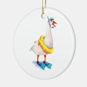 Snorkelende witte gans keramisch ornament (Links)