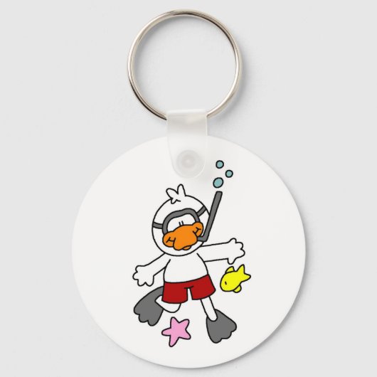 Snorkeling Duck in Beach Sleutelhanger (Voorkant)