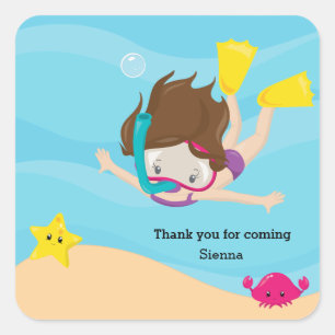 Snorkeling Vierkante Sticker