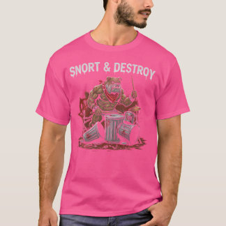 Snort Destroy Funny Punk Bulldog Drummer Trash T-shirt