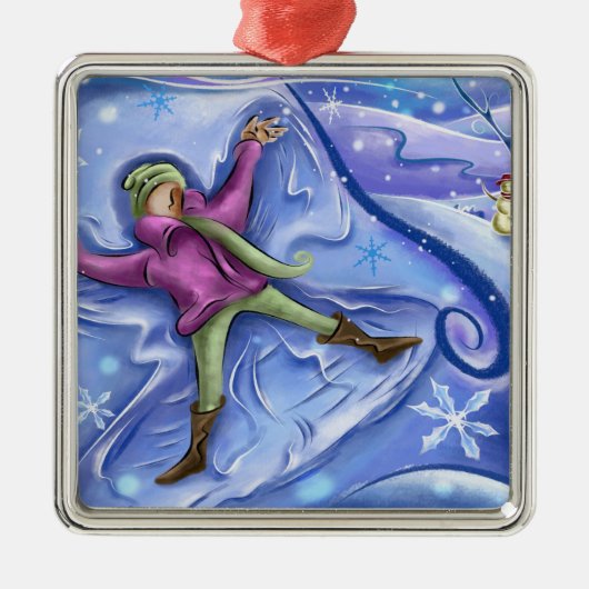 Snow Angel-kerstversiering Metalen Ornament (Voorkant)