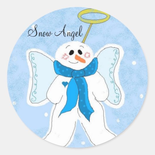 Snow Angel Ronde Sticker (Voorkant)