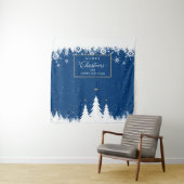 Snow Blue Christmas Backdrop Winter banner Wandkleed (In situ)