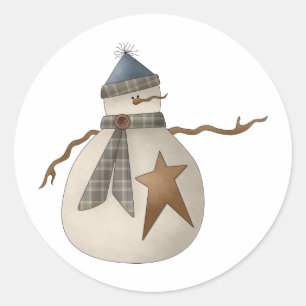 Snow Bobbins · Sneeuwman met ster Ronde Sticker