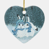 Snow Bunnies Keramisch Ornament (Achterkant)