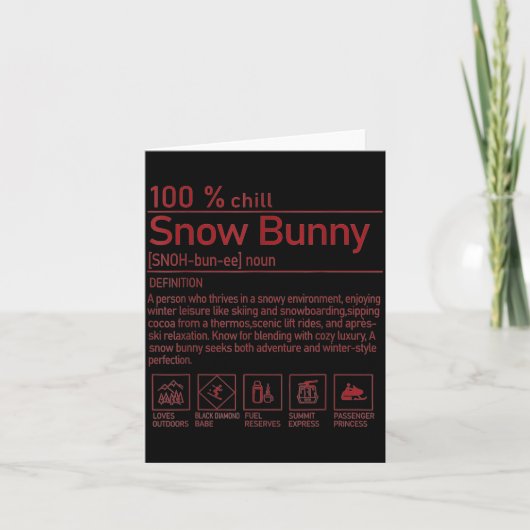 Snow Bunny Definition Funny Trendy Winter Skiing C Kaart (Voorkant)