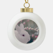 Snow Bunny met Frosted Berries Keramische Bal Ornament (Voorkant)