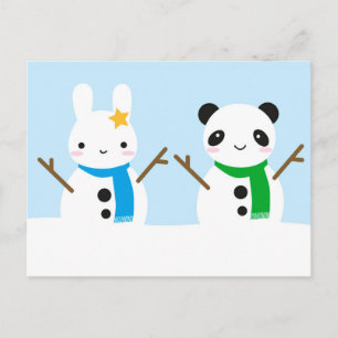 Snow Bunny & Snow Panda Briefkaart