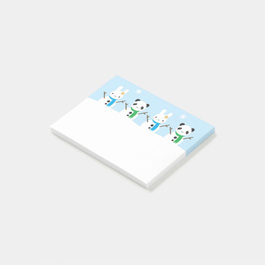 Snow Bunny & Snow Panda Post-it® Notes (Schuin)