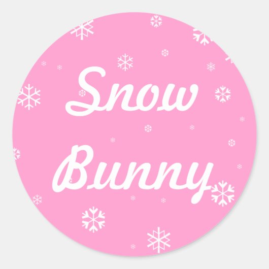 Snow Bunny Snowflakes Ronde Sticker (Voorkant)