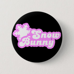 Snow Bunny Winter Pink Ronde Button 5,7 Cm