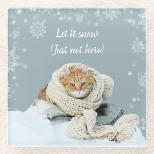 Snow Cat Glass Onderzetter (Voorkant)