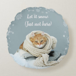 Snow Cat Rond Sierkussen Kussen