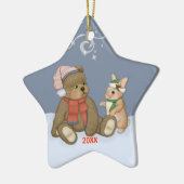 Snow Christmas Teddy Keramisch Ornament (Links)