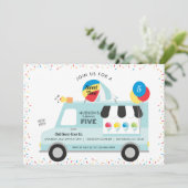 Snow Cone Vrachtwagen Verjaardagsfeestuitnodiging Kaart (Staand voorkant)