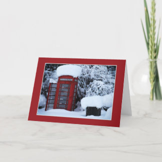 Snow Covered English Phone Box Blank Card Kaart