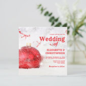 Snow Covered Kerstmis Baubles Wedding Kaart (Staand voorkant)