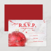 Snow Covered Kerstmis Baubles Wedding RSVP Kaartje (Voorkant / Achterkant)