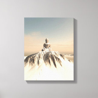 Snow Covered Mountain Buddha Canvas Afdruk
