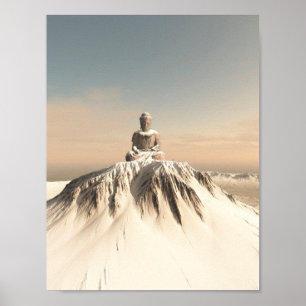 Snow Covered Mountain Buddha Poster