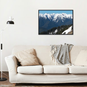Snow Covered Olympic Mountains Foto Glossy Perfect Poster