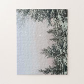 Snow Covered Pine Trees Moon Sunset Legpuzzel (Verticaal)
