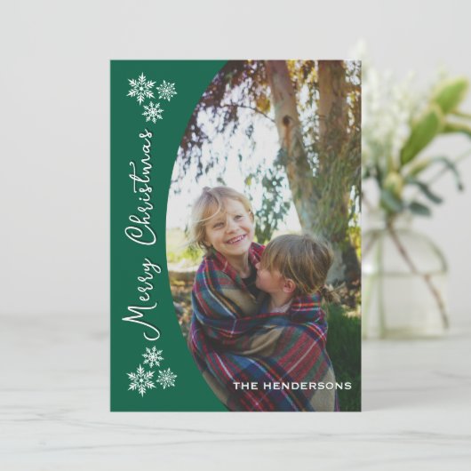 Snow Dayz Photo Collage Christmas Kaart | Green (Staand voorkant)