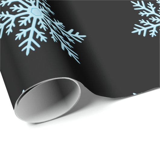 Snow Flake Wrapping Paper On Black Backing Cadeaupapier (Rol Hoek)