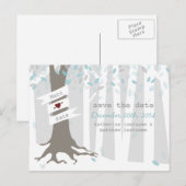 Snow Forest Winter Wedding Save the Date Briefkaar Aankondigingskaart (Voorkant / Achterkant)