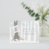 Snow Forest Winter Wedding Save the Date Briefkaar Aankondigingskaart (Staand voorkant)