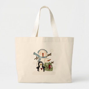 Snow Friends Holiday T-shirts en cadeautjes Grote Tote Bag