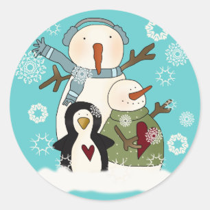 Snow Friends Holiday T-shirts en cadeautjes Ronde Sticker