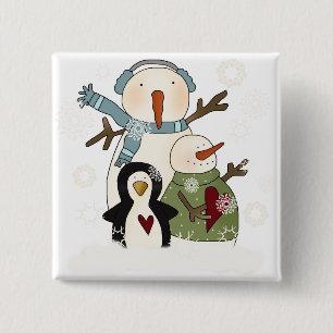 Snow Friends Holiday T-shirts en cadeautjes Vierkante Button 5,1 Cm