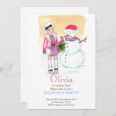 Snow Fun Birthday Party Invitation Kaart (Voorkant / Achterkant)