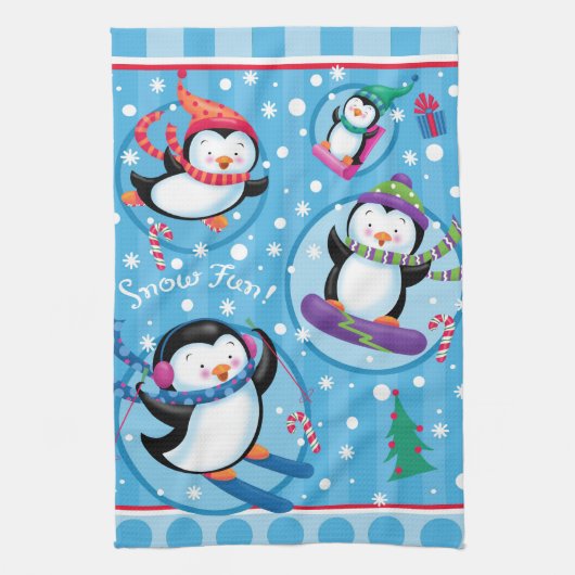 Snow Fun Penguins Kitchen Towel Theedoek (Verticaal)